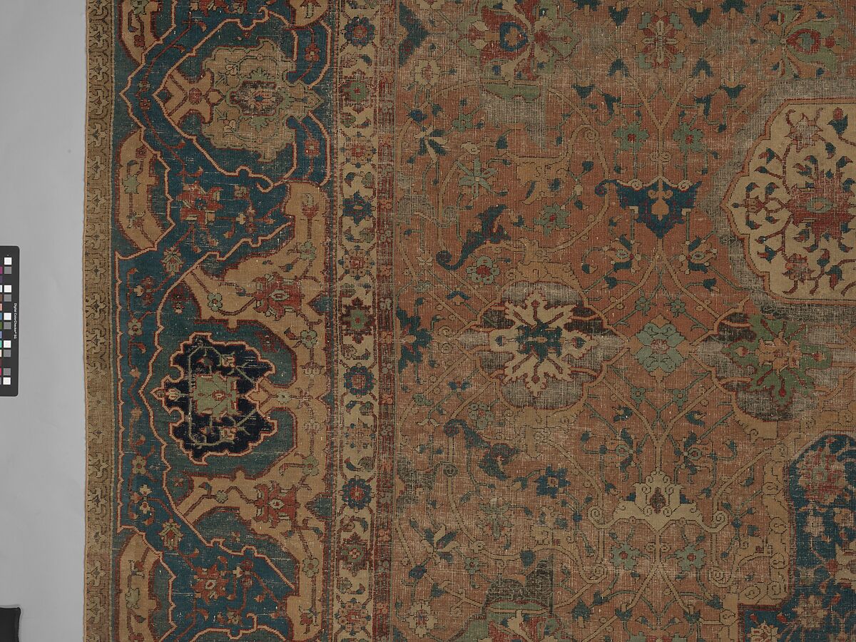 Carpet, Cotton (warp and weft), wool (pile); asymmetrically knotted pile