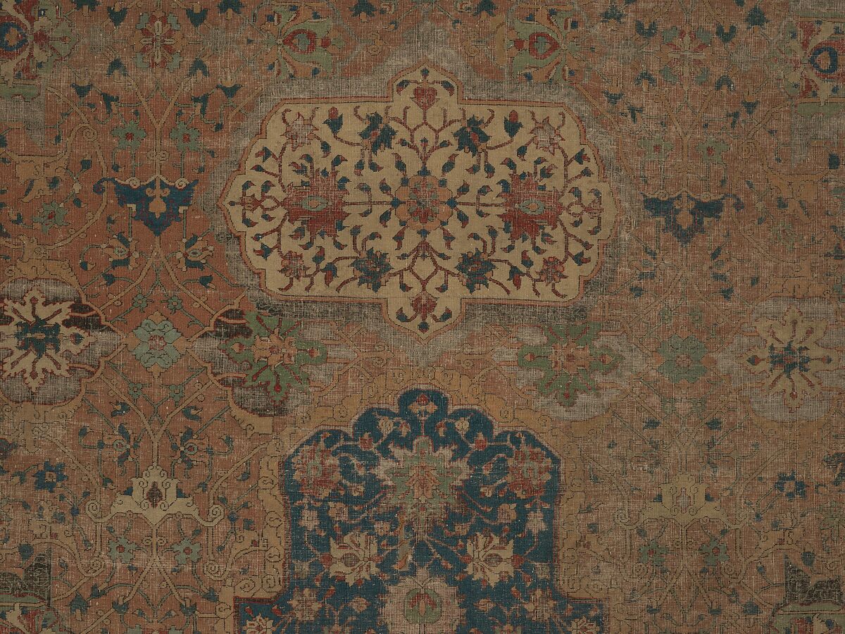 Carpet, Cotton (warp and weft), wool (pile); asymmetrically knotted pile