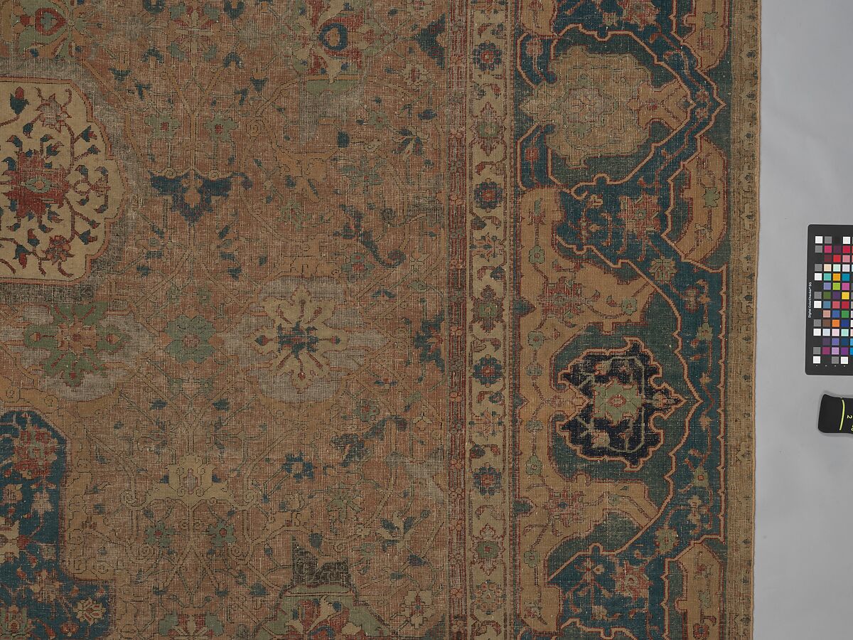 Carpet, Cotton (warp and weft), wool (pile); asymmetrically knotted pile