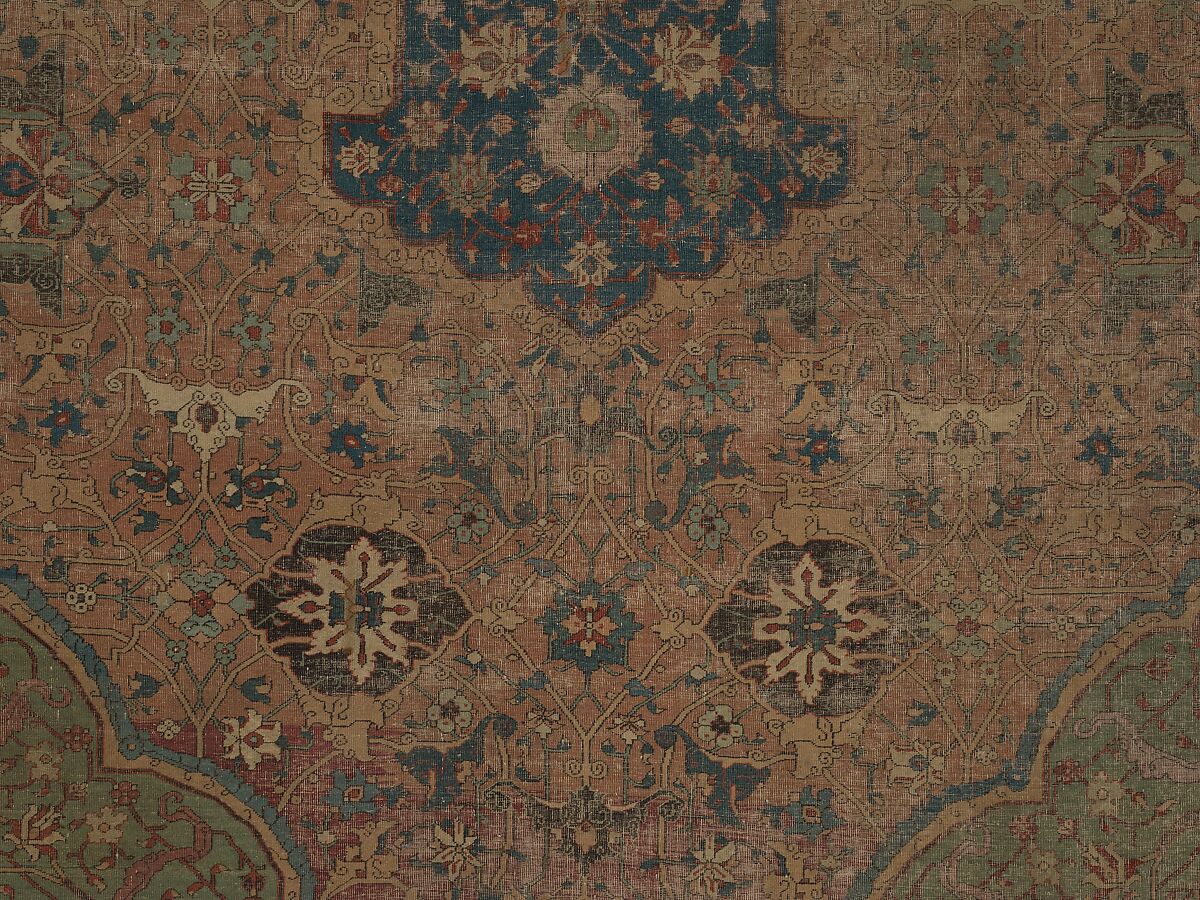 Carpet, Cotton (warp and weft), wool (pile); asymmetrically knotted pile