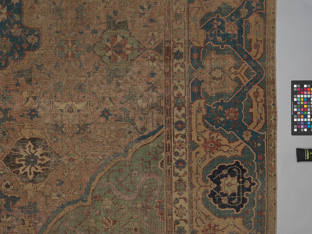 Carpet, Cotton (warp and weft), wool (pile); asymmetrically knotted pile