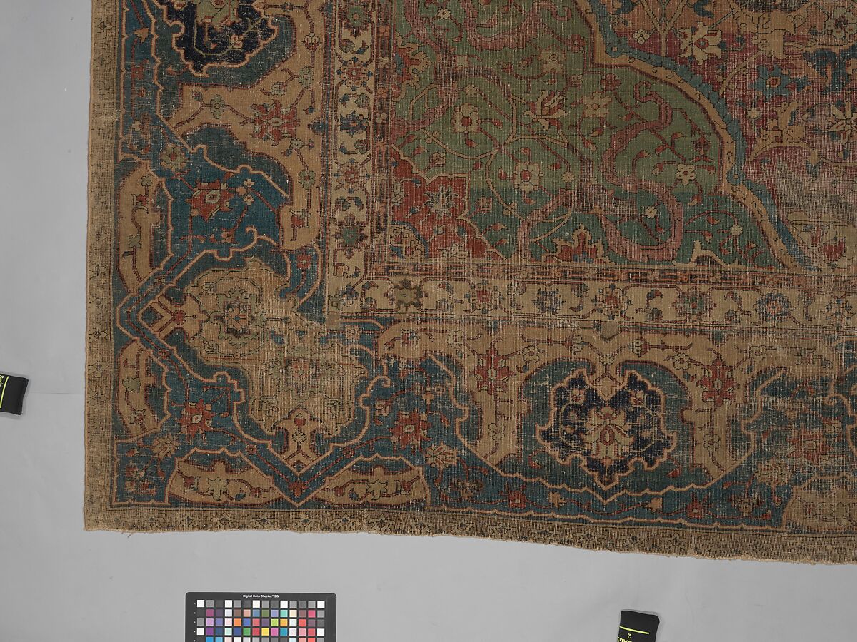 Carpet, Cotton (warp and weft), wool (pile); asymmetrically knotted pile