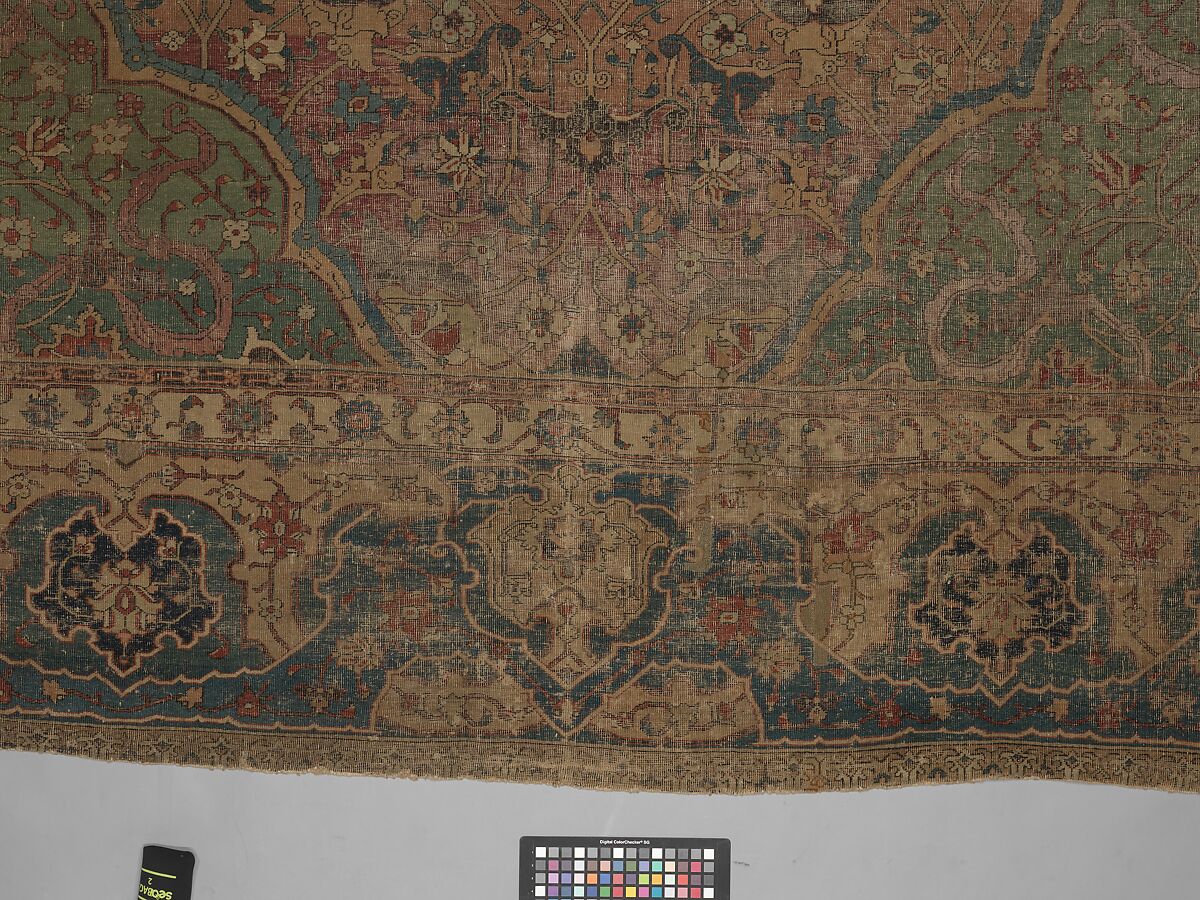 Carpet, Cotton (warp and weft), wool (pile); asymmetrically knotted pile