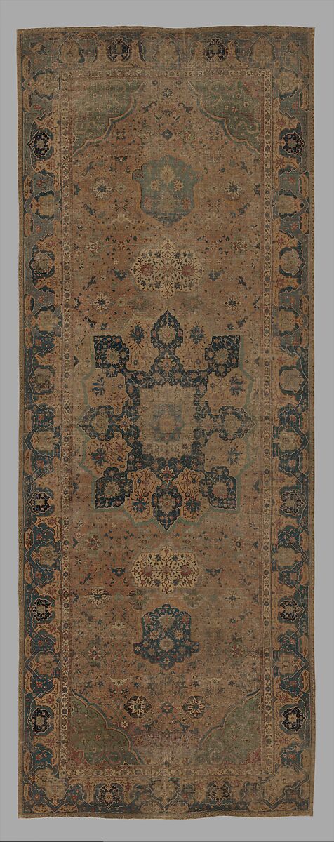 Carpet, Cotton (warp and weft), wool (pile); asymmetrically knotted pile