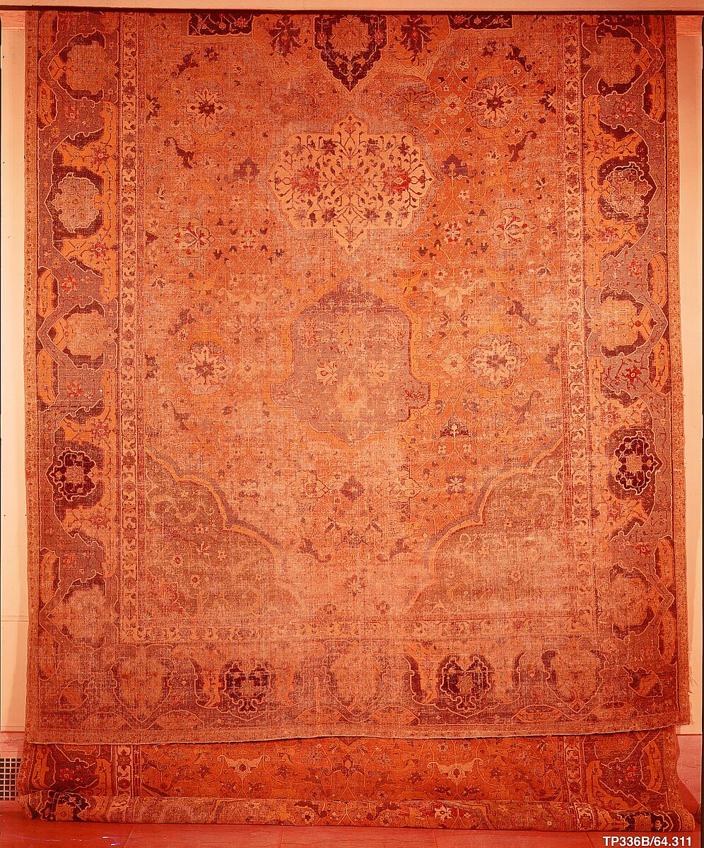 Carpet, Cotton (warp and weft), wool (pile); asymmetrically knotted pile