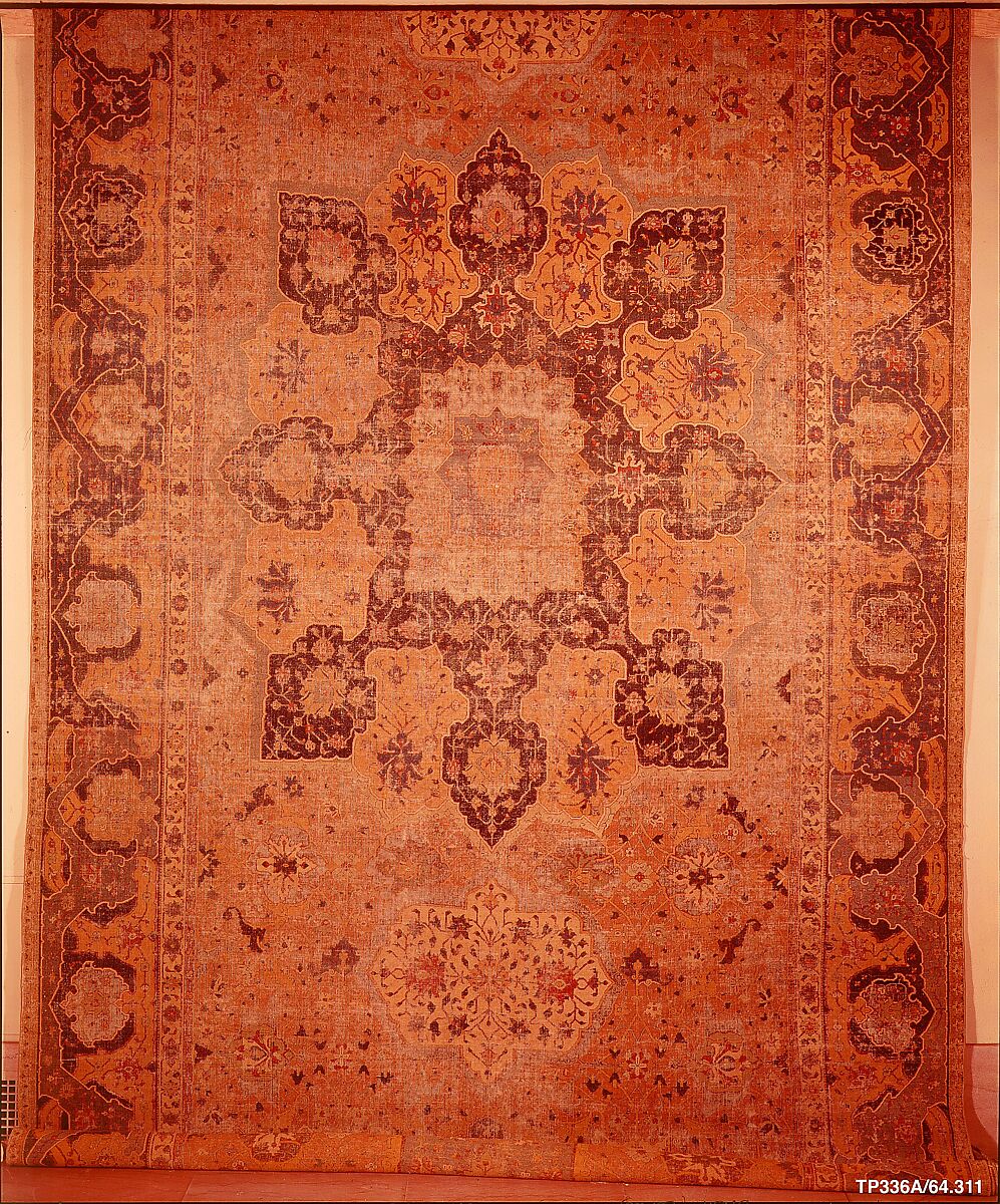 Carpet, Cotton (warp and weft), wool (pile); asymmetrically knotted pile