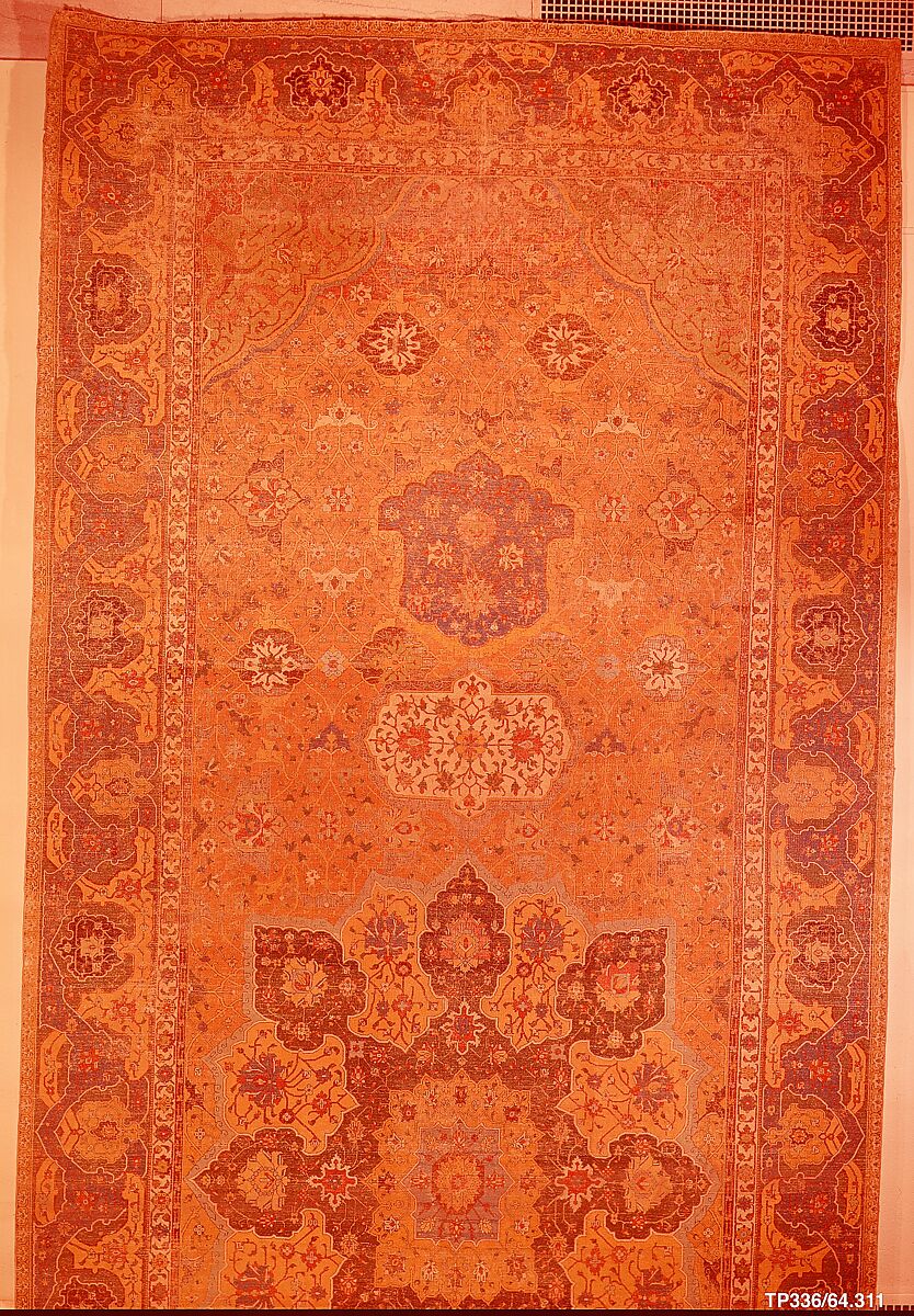 Carpet, Cotton (warp and weft), wool (pile); asymmetrically knotted pile