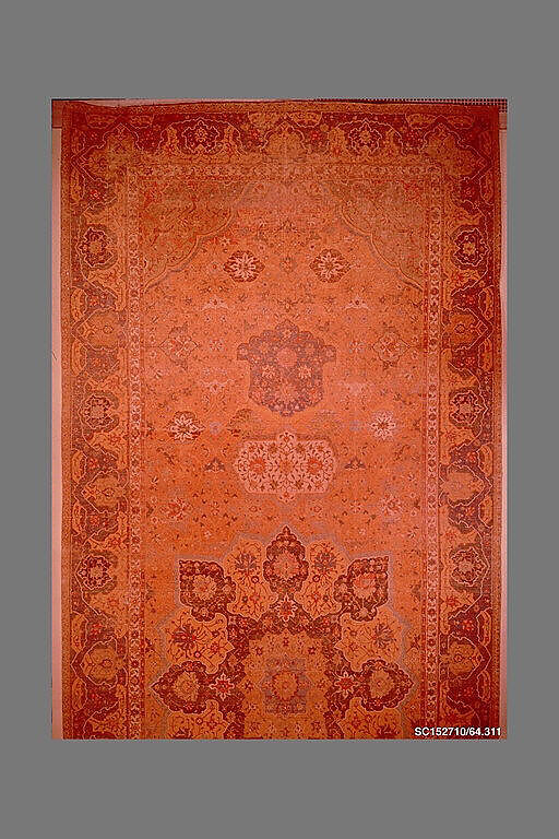 Carpet, Cotton (warp and weft), wool (pile); asymmetrically knotted pile