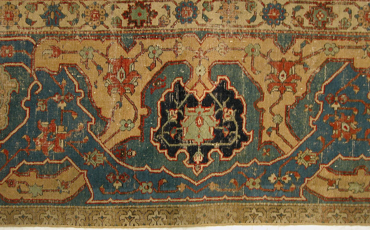 Carpet, Cotton (warp and weft), wool (pile); asymmetrically knotted pile
