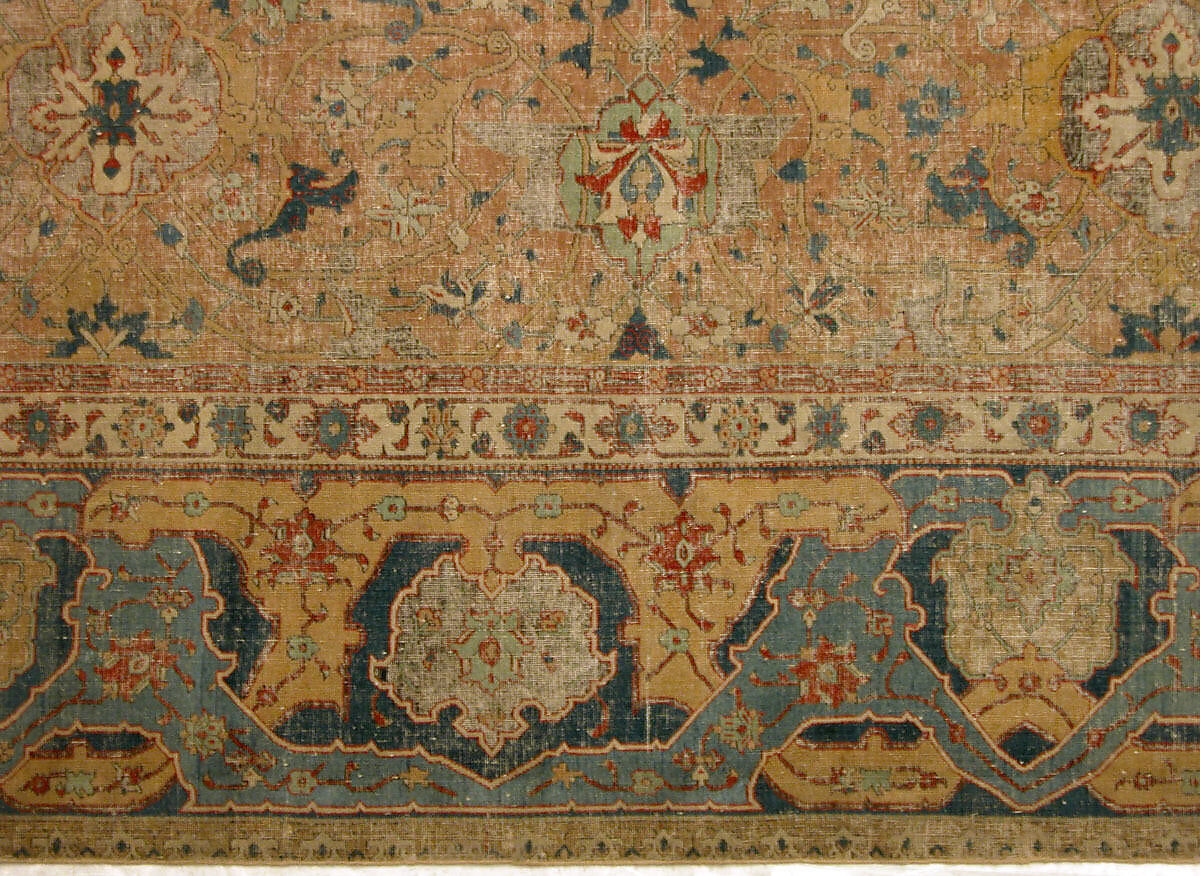Carpet, Cotton (warp and weft), wool (pile); asymmetrically knotted pile