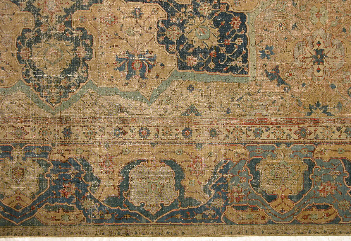 Carpet, Cotton (warp and weft), wool (pile); asymmetrically knotted pile