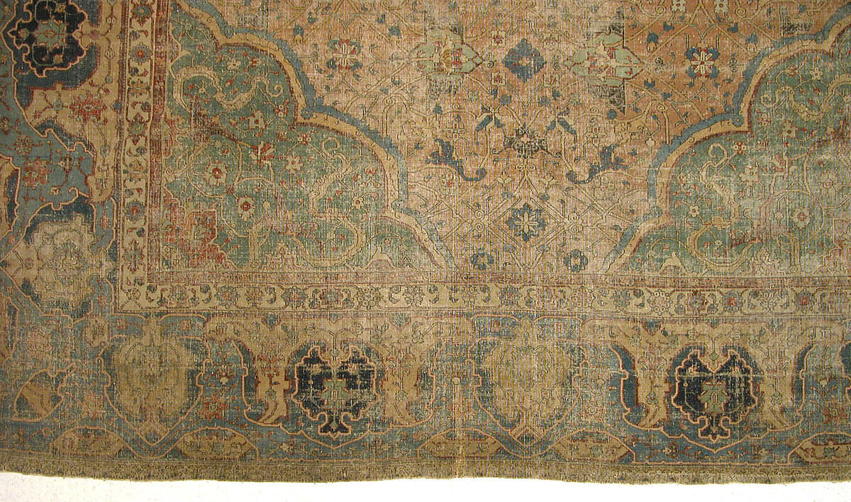 Carpet, Cotton (warp and weft), wool (pile); asymmetrically knotted pile