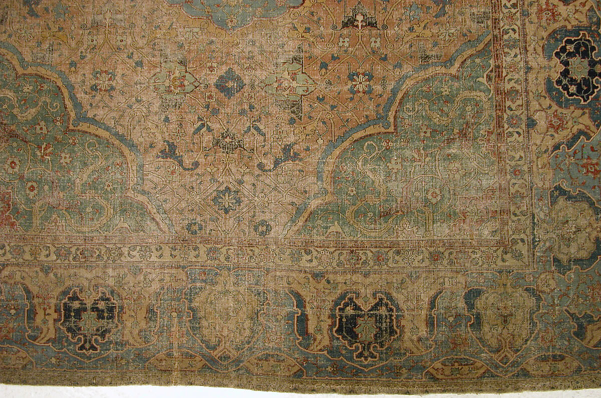 Carpet, Cotton (warp and weft), wool (pile); asymmetrically knotted pile