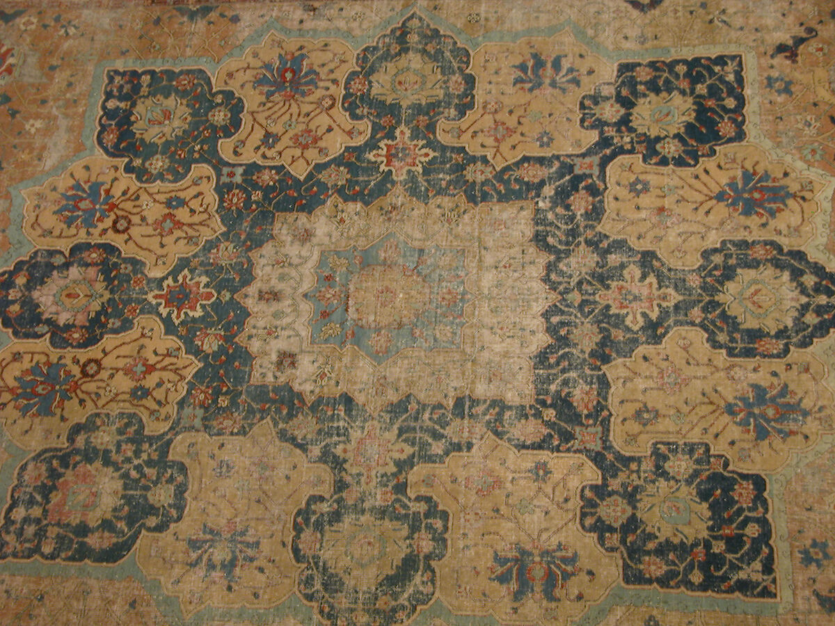 Carpet, Cotton (warp and weft), wool (pile); asymmetrically knotted pile