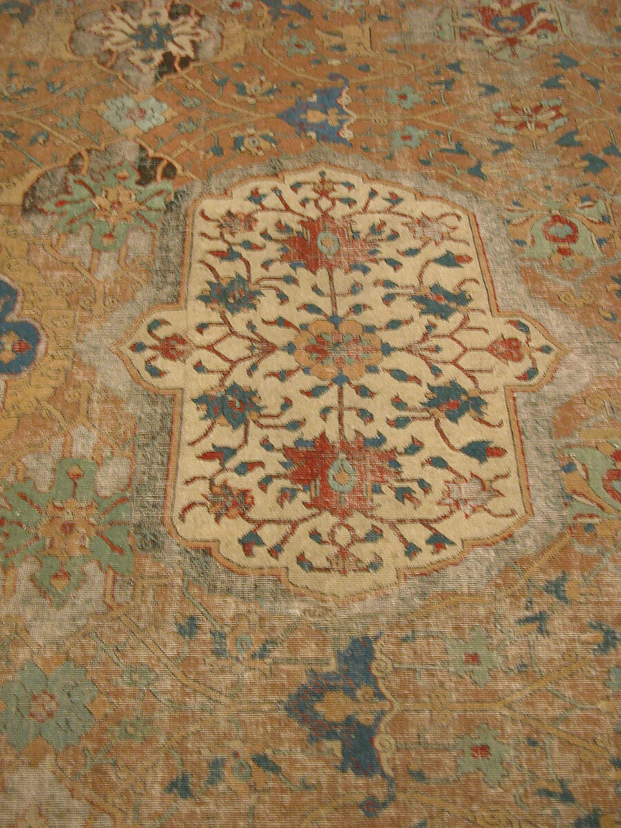 Carpet, Cotton (warp and weft), wool (pile); asymmetrically knotted pile