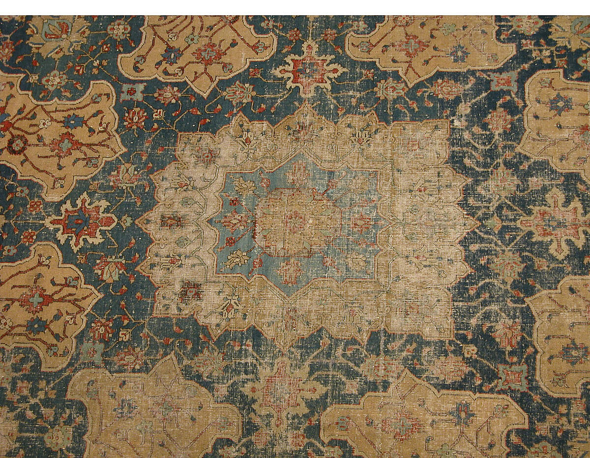 Carpet, Cotton (warp and weft), wool (pile); asymmetrically knotted pile