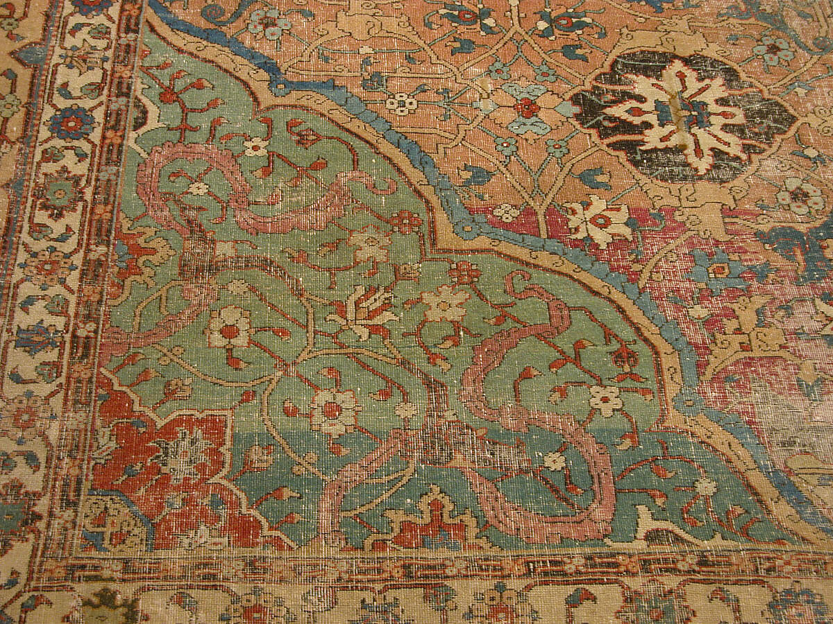 Carpet, Cotton (warp and weft), wool (pile); asymmetrically knotted pile