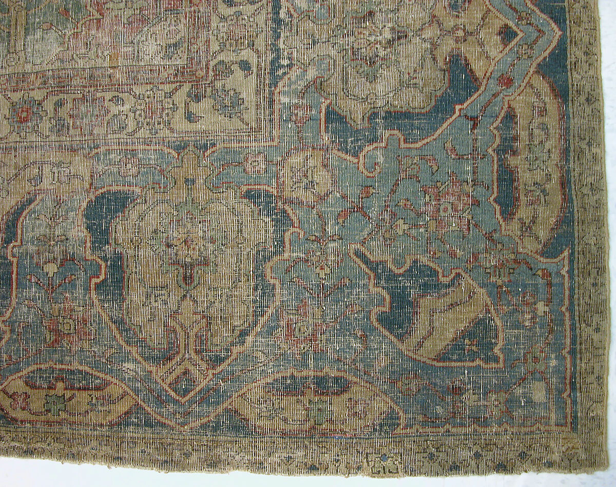 Carpet, Cotton (warp and weft), wool (pile); asymmetrically knotted pile
