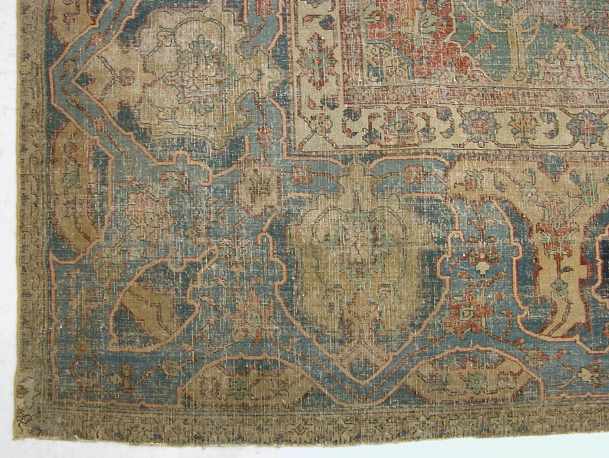 Carpet, Cotton (warp and weft), wool (pile); asymmetrically knotted pile