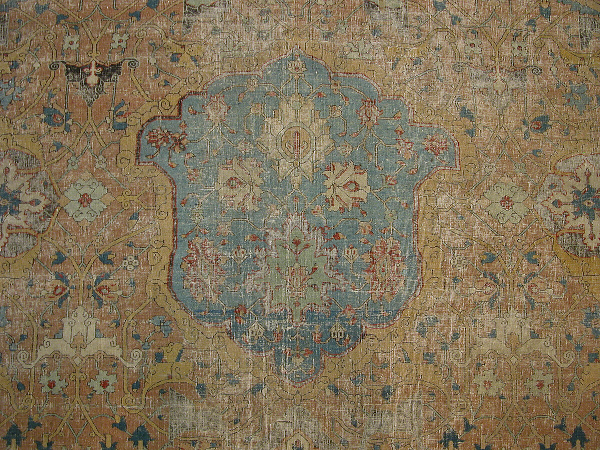 Carpet, Cotton (warp and weft), wool (pile); asymmetrically knotted pile