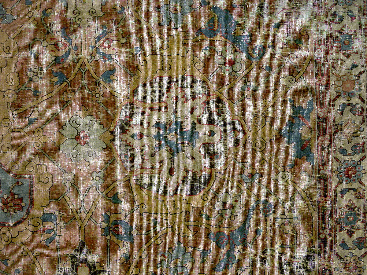 Carpet, Cotton (warp and weft), wool (pile); asymmetrically knotted pile