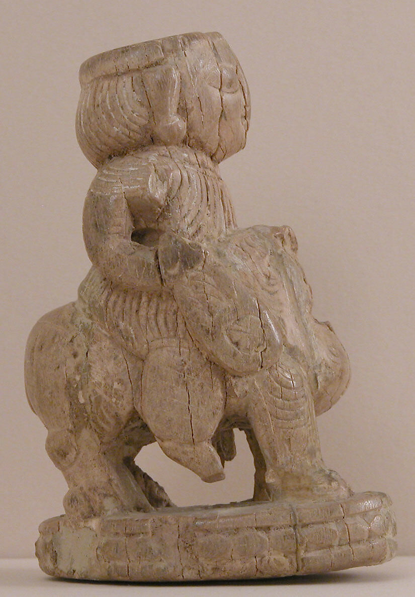 Carved Figural Chess Piece or Container, Ivory; carved and incised