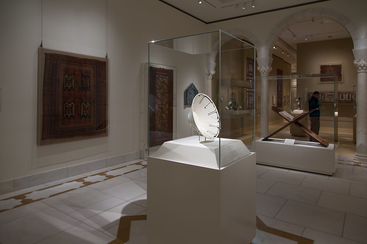 Bowl with Arabic Inscription, Earthenware; white slip with black-slip decoration under transparent glaze
