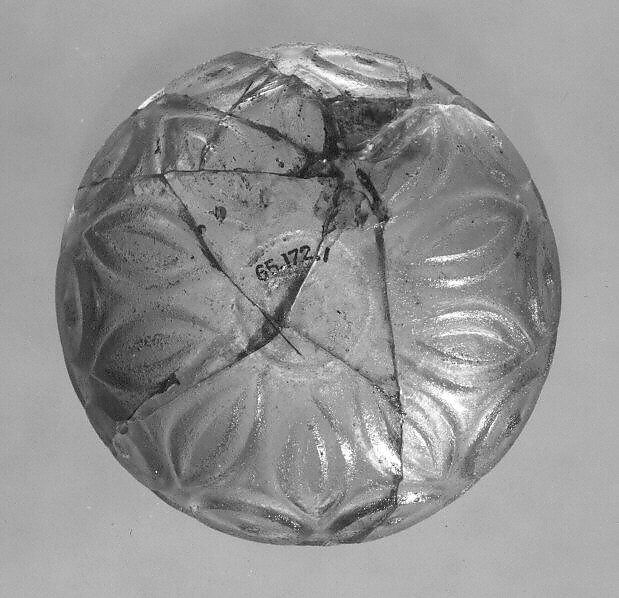 Cut-Glass Cup, Glass, colorless with a green tinge; blown, cut