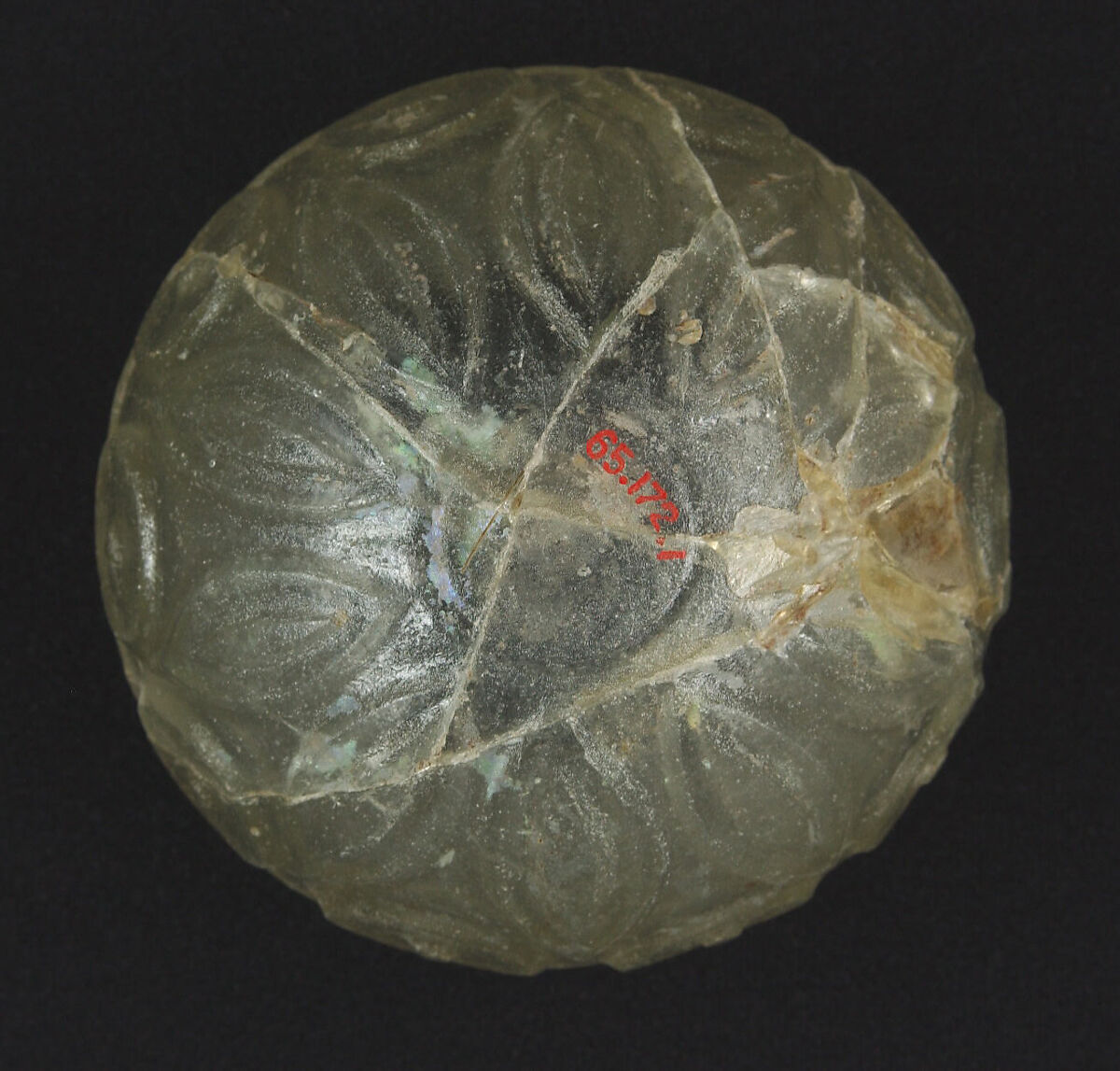 Cut-Glass Cup, Glass, colorless with a green tinge; blown, cut