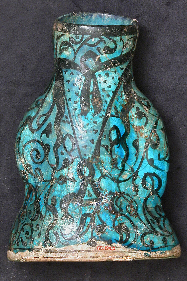 Molded Vessel in the Form of a Mother and Child, Stonepaste; molded, painted under transparent turquoise glaze