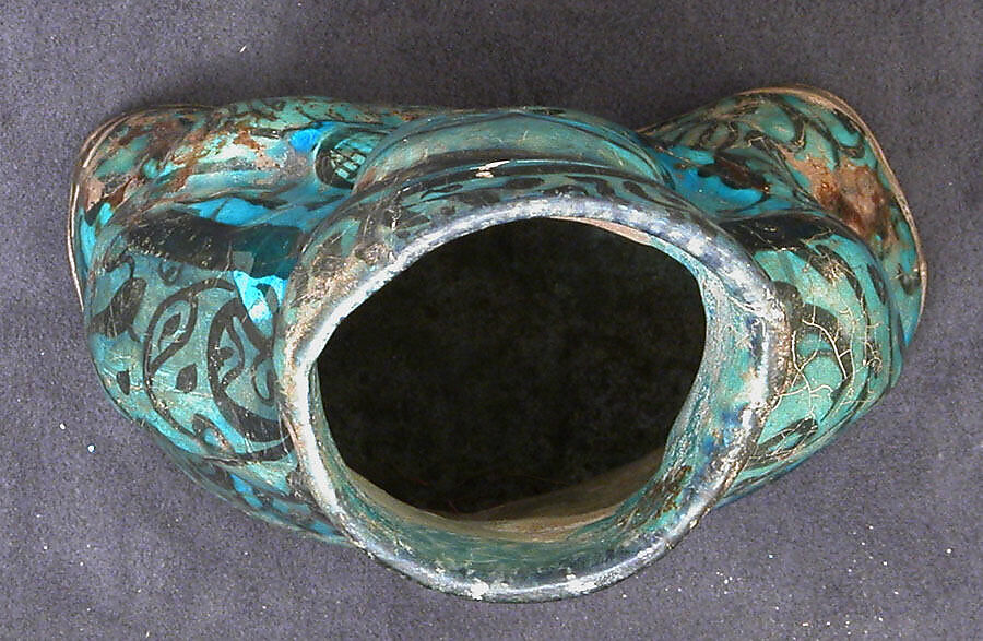Molded Vessel in the Form of a Mother and Child, Stonepaste; molded, painted under transparent turquoise glaze