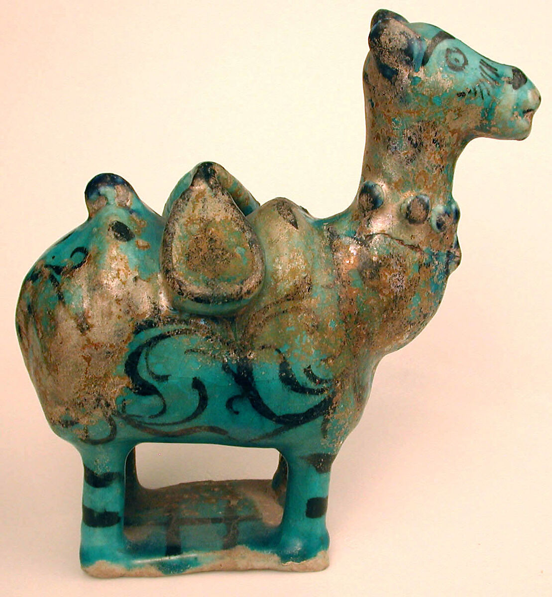 Figure of a Dromedary, Stonepaste; underglaze painted