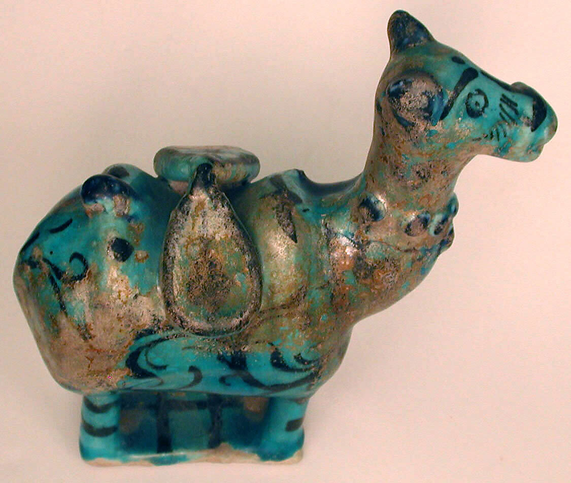 Figure of a Dromedary, Stonepaste; underglaze painted