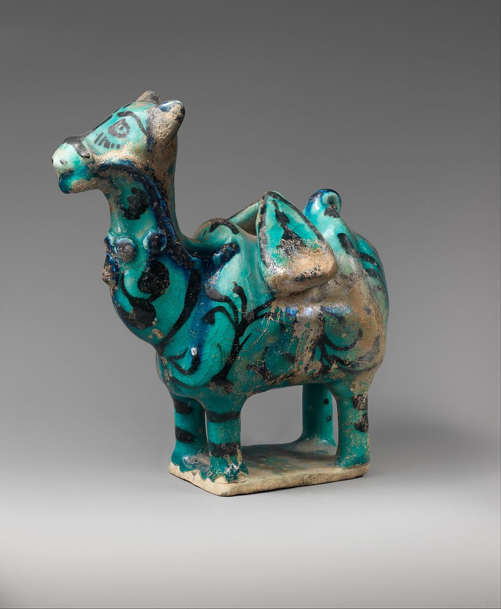 Figure of a Dromedary, Stonepaste; underglaze painted 