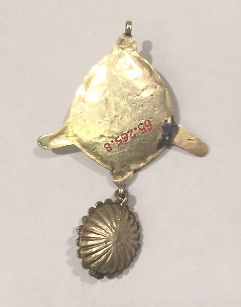 Pendant or Head Ornament, Gold, rubies, green beryl, silver