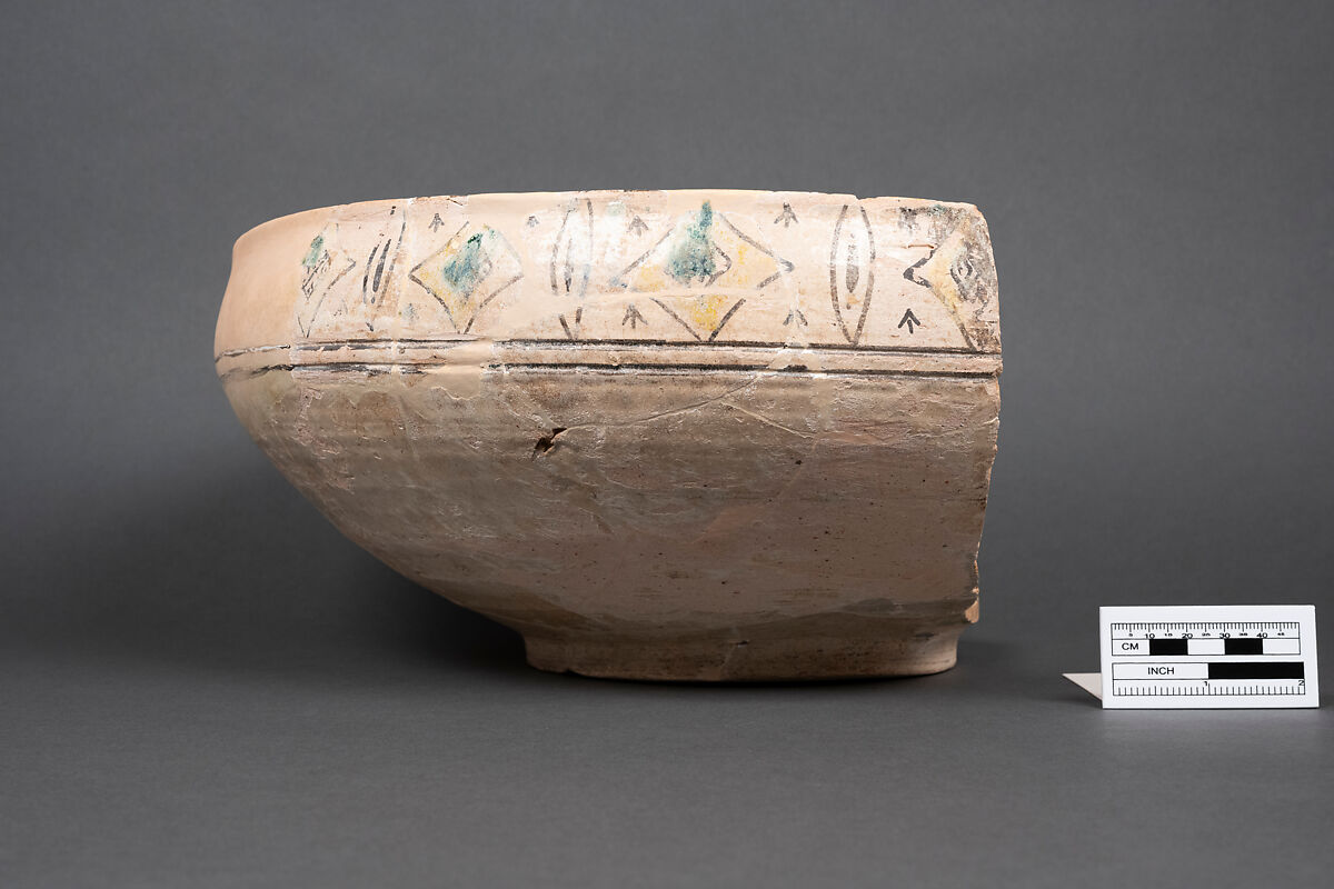 Bowl, Earthenware; polychrome slip under transparent glaze