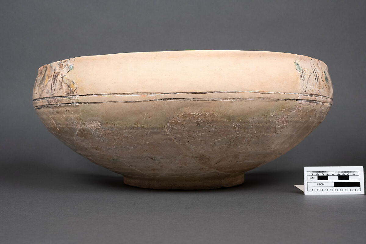 Bowl, Earthenware; polychrome slip under transparent glaze