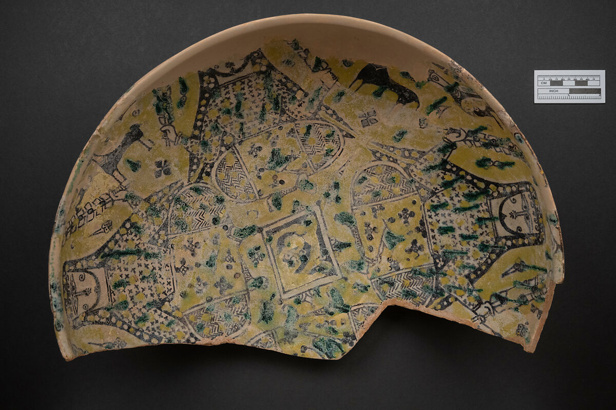 Bowl, Earthenware; polychrome slip under transparent glaze