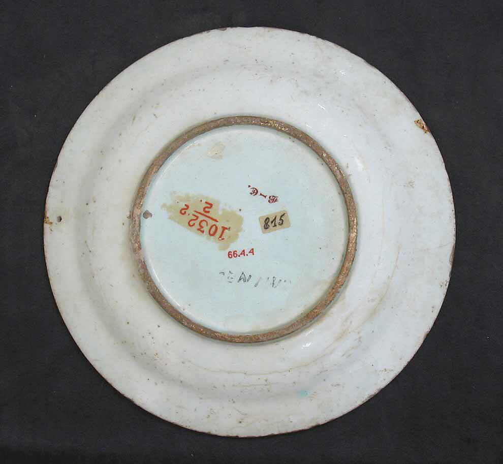 Dish with Sailing-Ship Design, Stonepaste; polychrome painted under transparent glaze