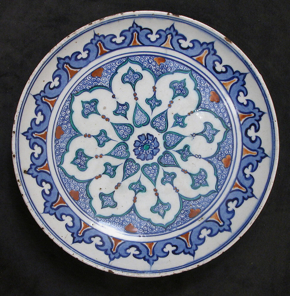 Dish, Stonepaste; painted and glazed 