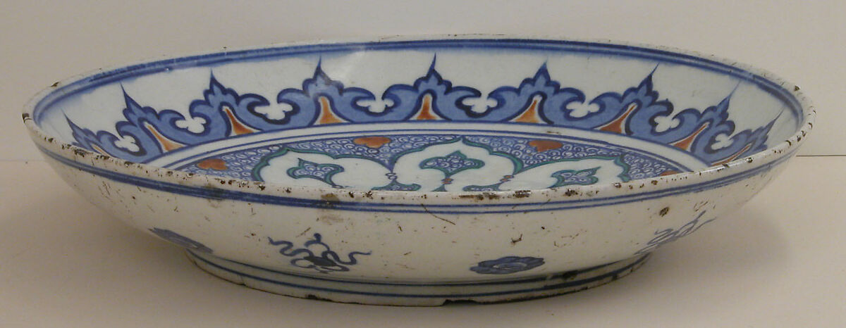 Dish, Stonepaste; painted and glazed