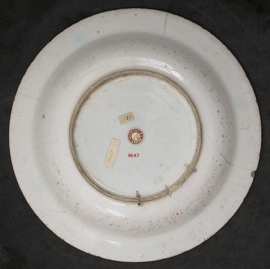 Dish with Sailing-ship Design, Stonepaste; polychrome painted under transparent glaze