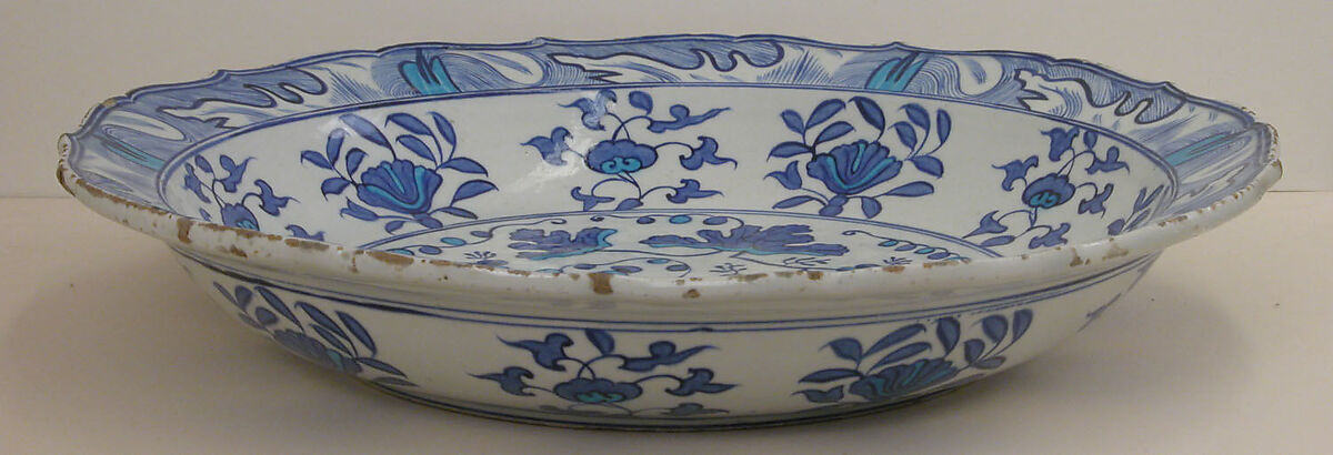 Dish, Stonepaste; painted under transparent glaze