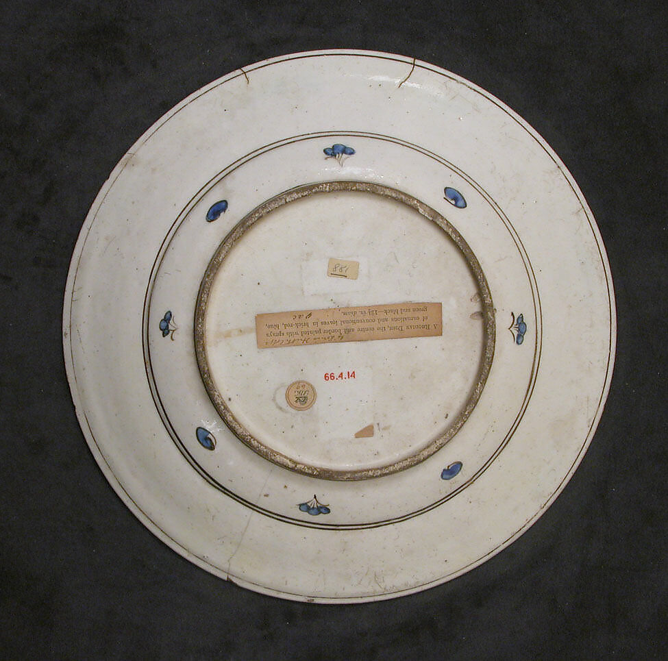 Dish, Stonepaste; underglaze painted on white slip