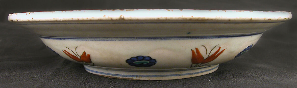 Dish, Stonepaste; polychrome-painted under transparent glaze
