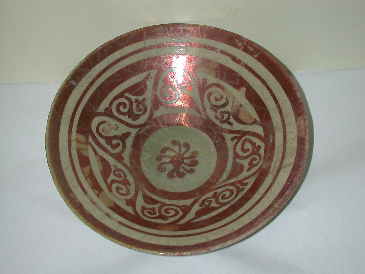 "Tell Minis" Bowl with Vegetal Scroll, Stonepaste; luster-painted on transparent glaze
