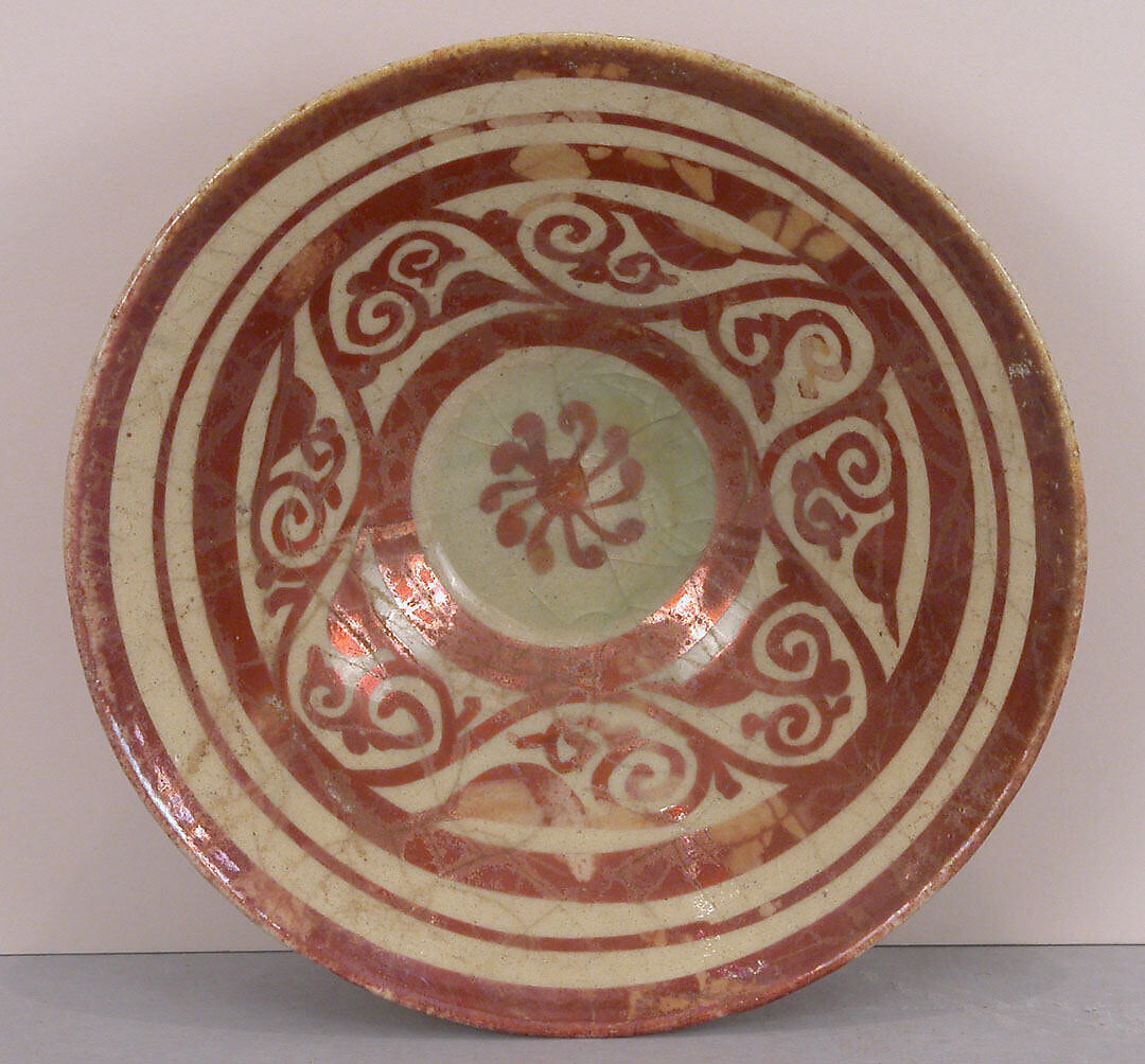 "Tell Minis" Bowl with Vegetal Scroll, Stonepaste; luster-painted on transparent glaze
