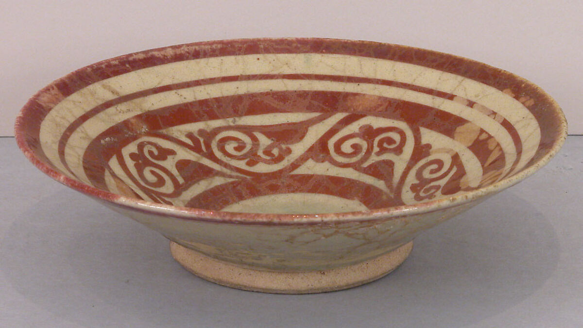 "Tell Minis" Bowl with Vegetal Scroll, Stonepaste; luster-painted on transparent glaze