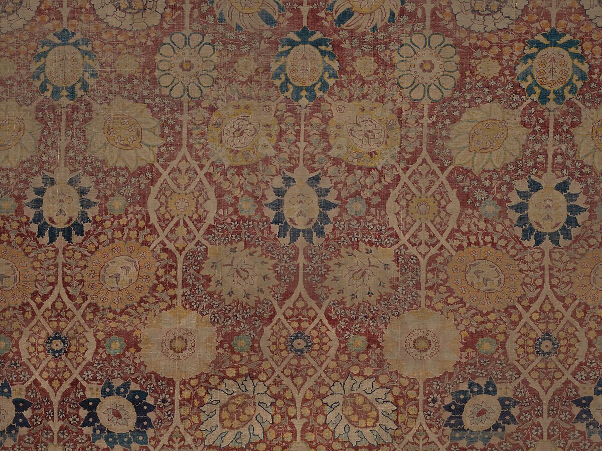 Carpet, Silk; asymmetrically knotted pile