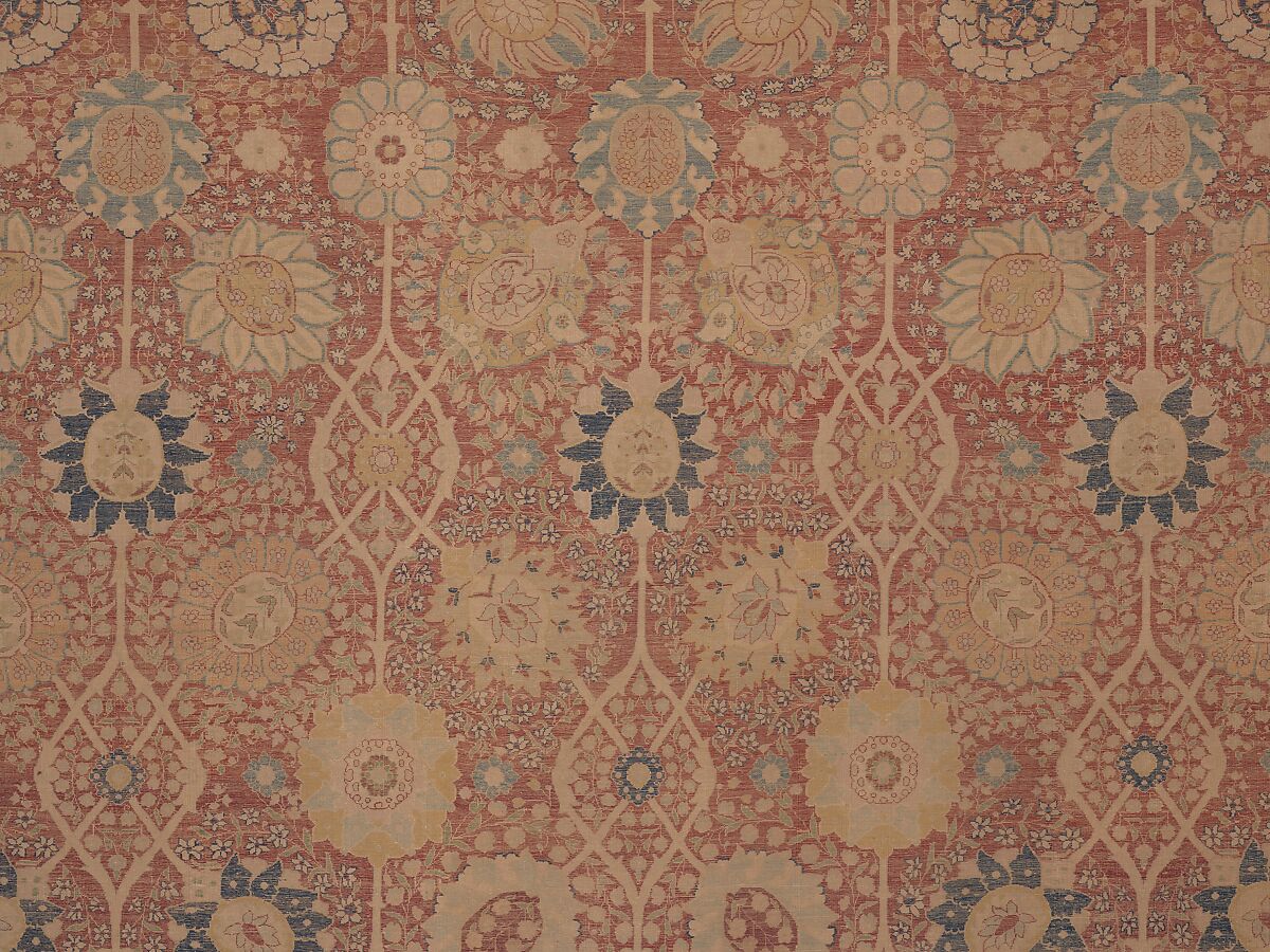 Carpet, Silk; asymmetrically knotted pile